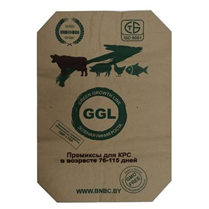 Kraft valve animal feed bag